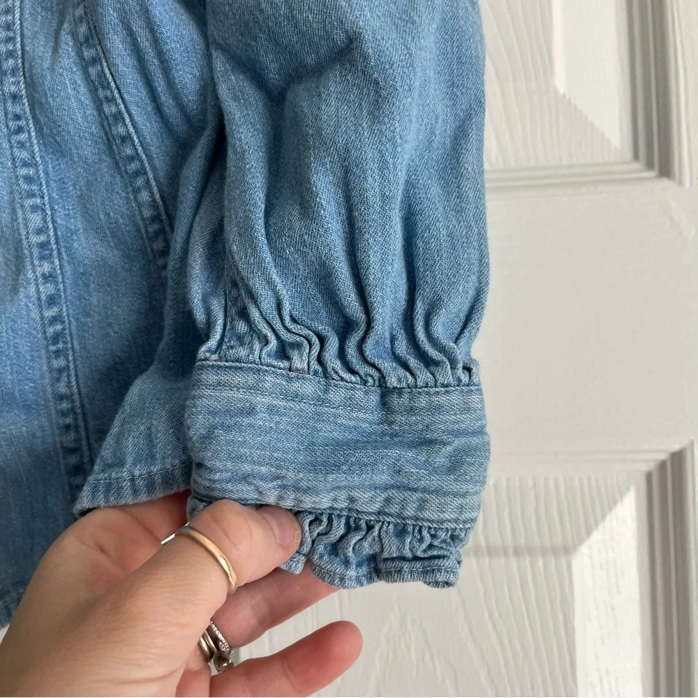 Ralph Lauren girls denim button down ruffle shirt
